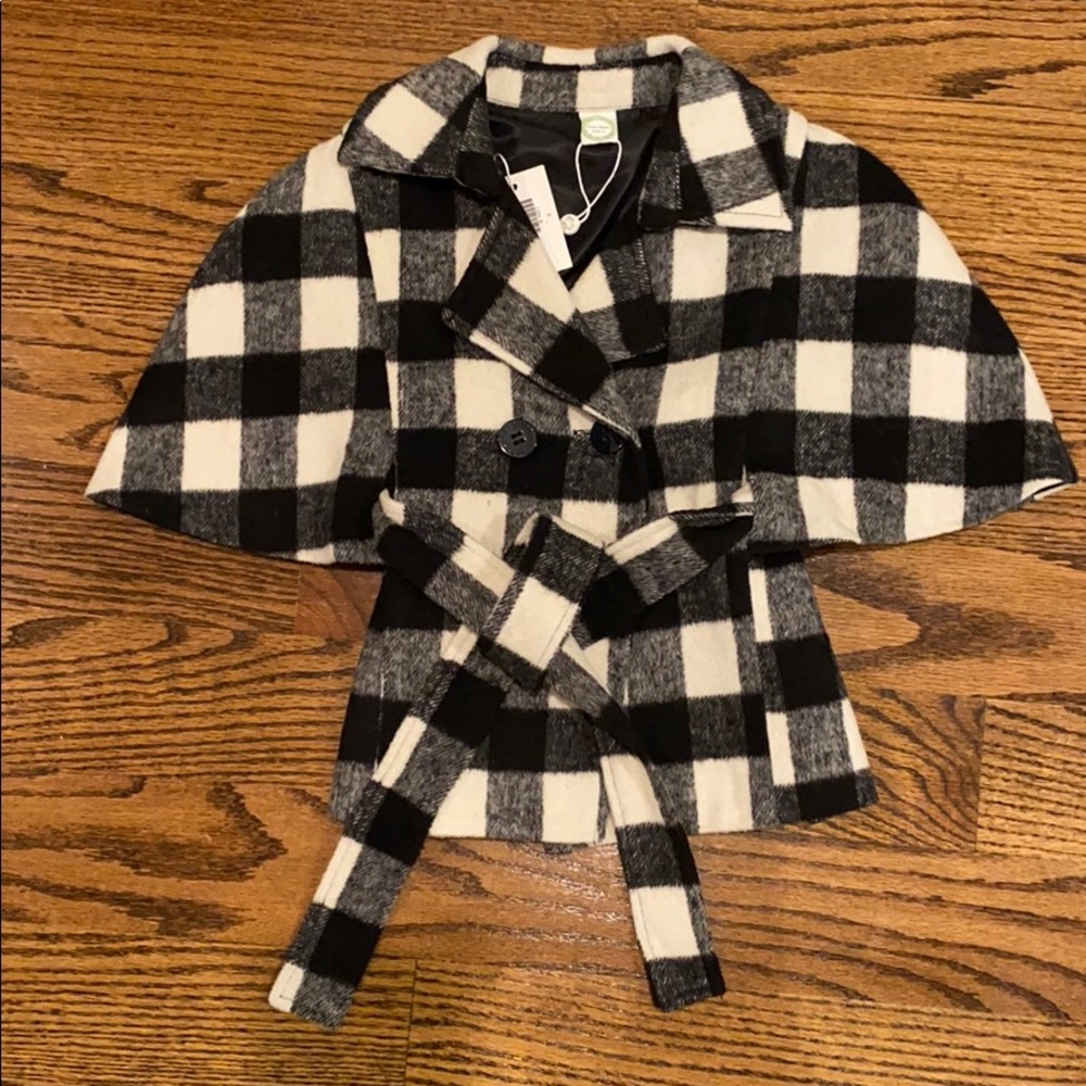 NWT DINO BEBE Short Sleeve Plaid Pea Coat size 4T